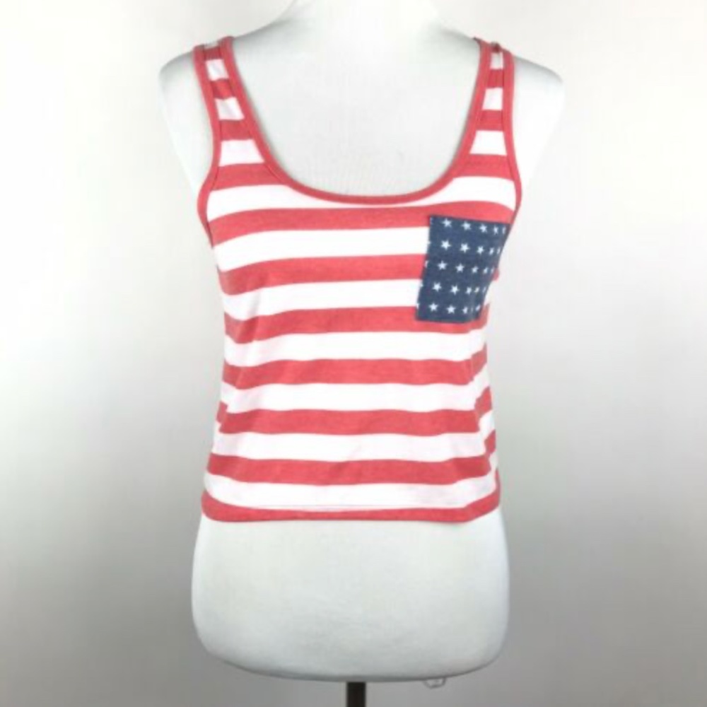 Fifth Sun Red White Blue America American Flag Top
